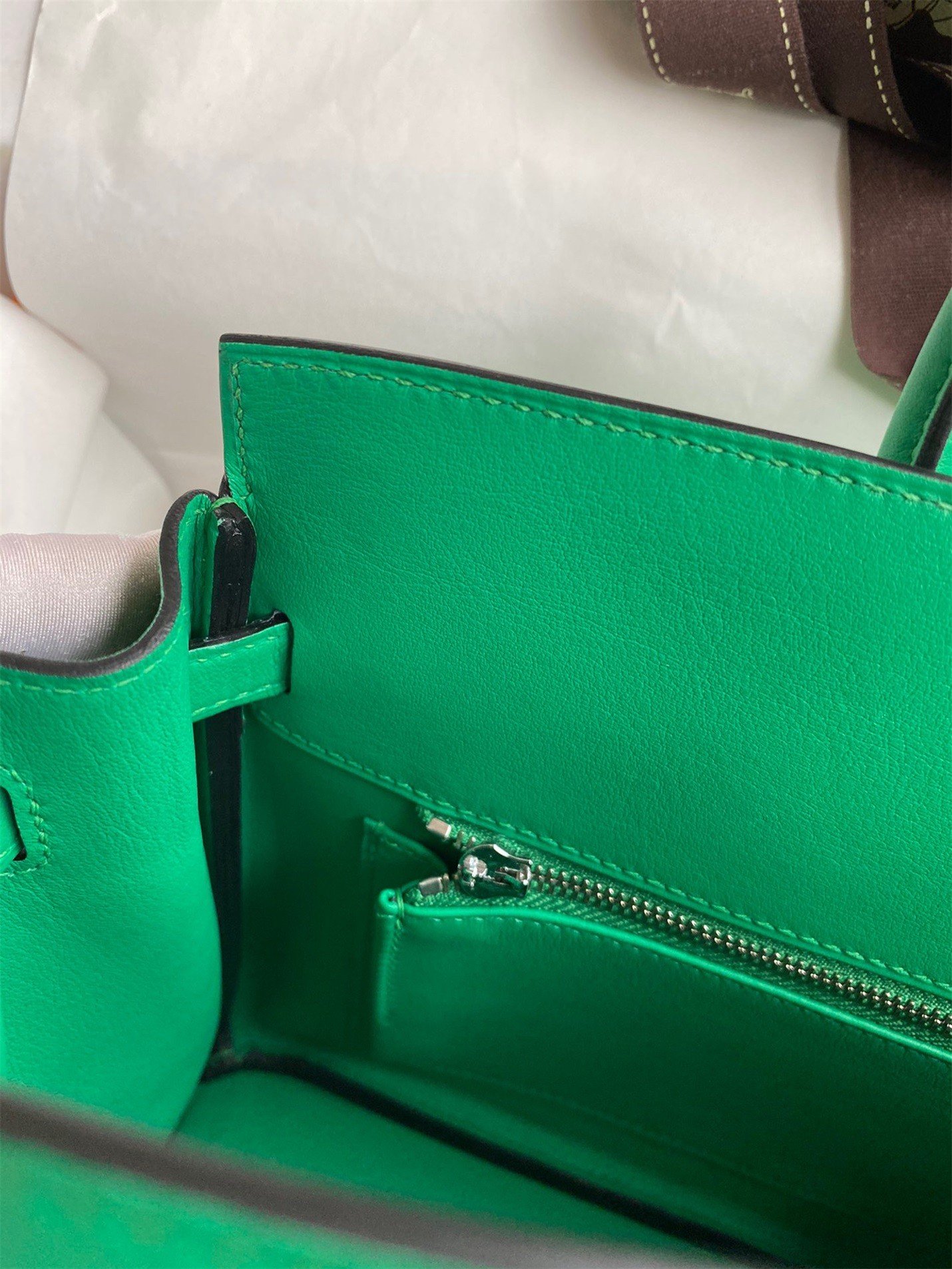 Hermes Shadow Birkin 25 Limited Edition Bag In Green Swift Calfskin