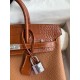 Hermes Touch Birkin 25 Bag in Gold Togo and Matte Alligator Leather