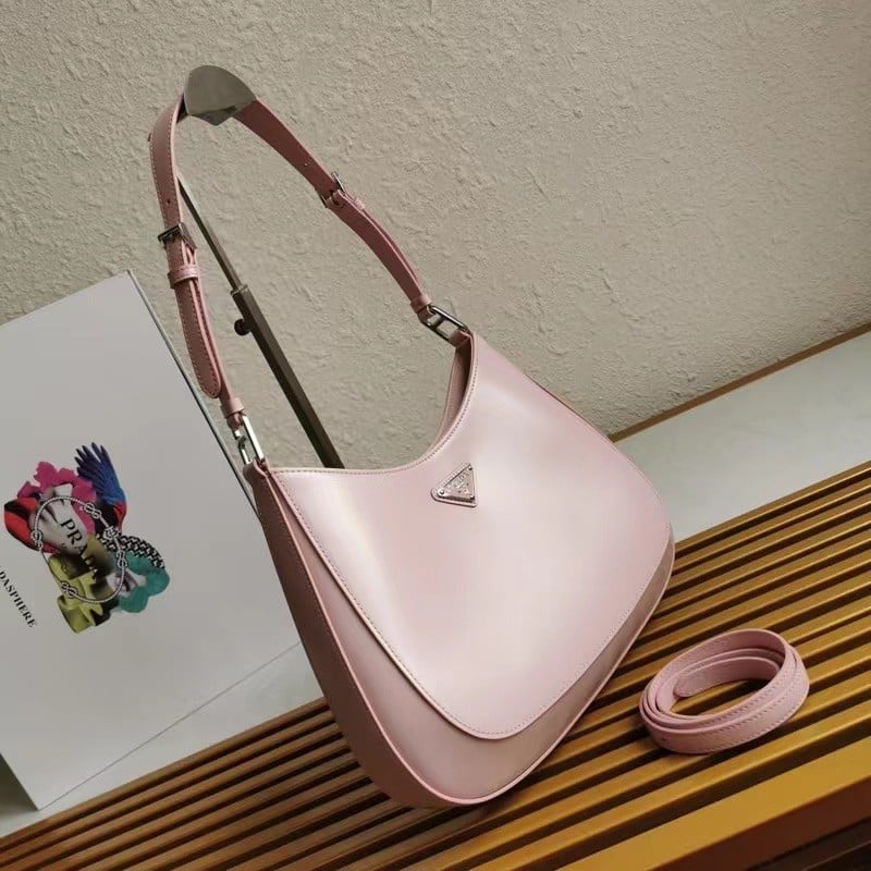 Prada Cleo Large Bag In Pink Brushed Leather