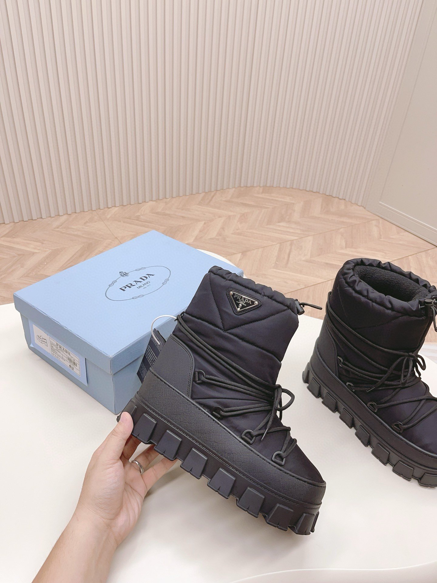 Prada Gabardine Après-ski Boots in Black Nylon