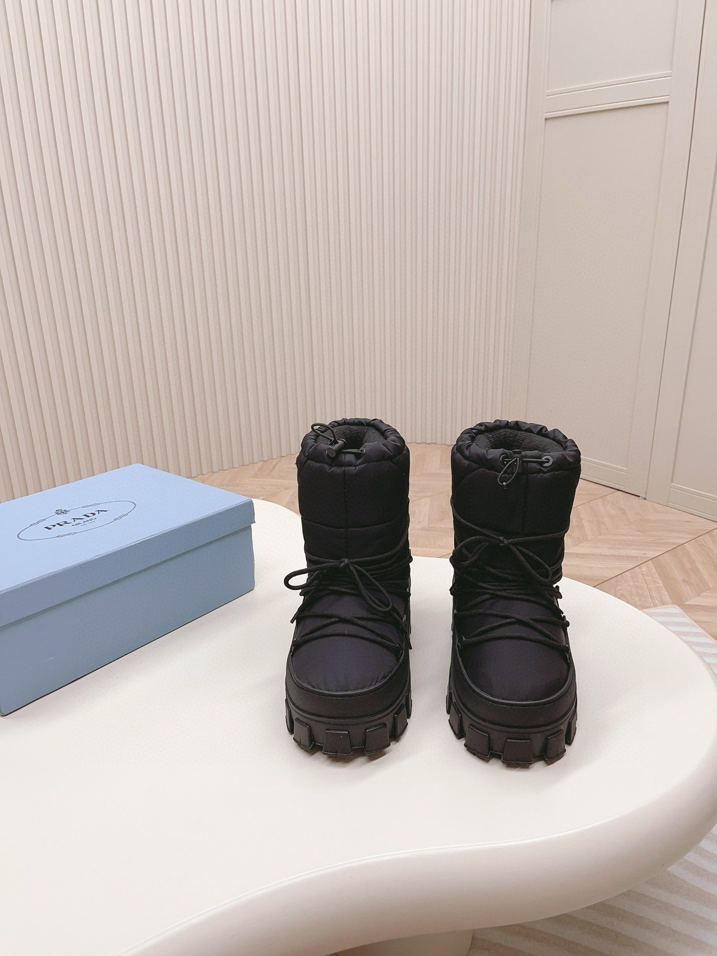 Prada Gabardine Après-ski Boots in Black Nylon