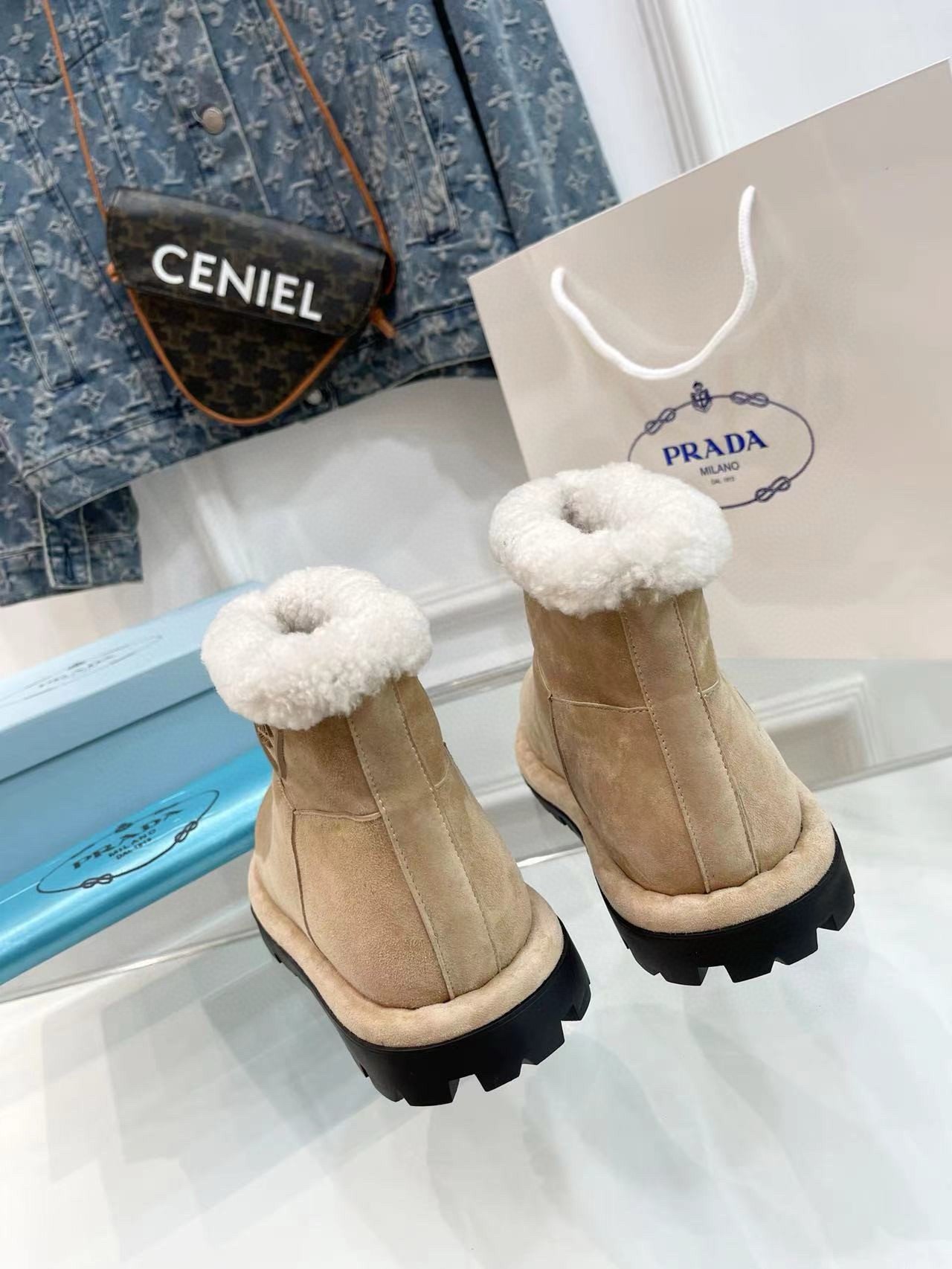 Prada Booties with Shearling