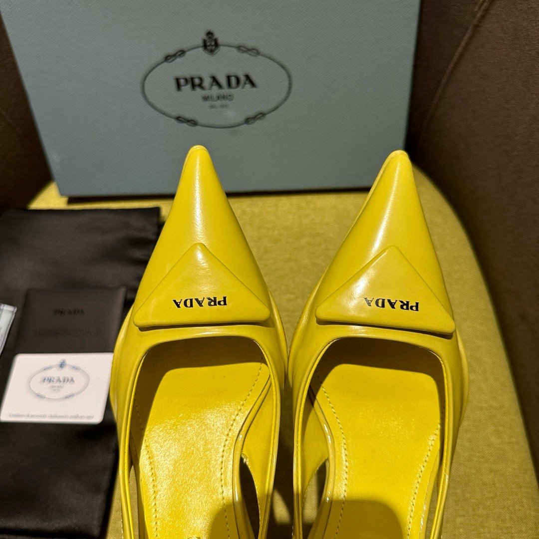 Prada Slingback Pumps in Yellow Padded Leather