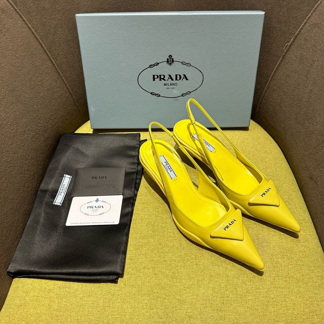 Prada Slingback Pumps in Yellow Padded Leather