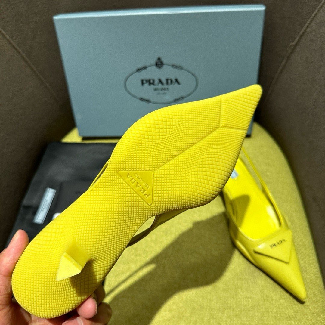 Prada Slingback Pumps in Yellow Padded Leather