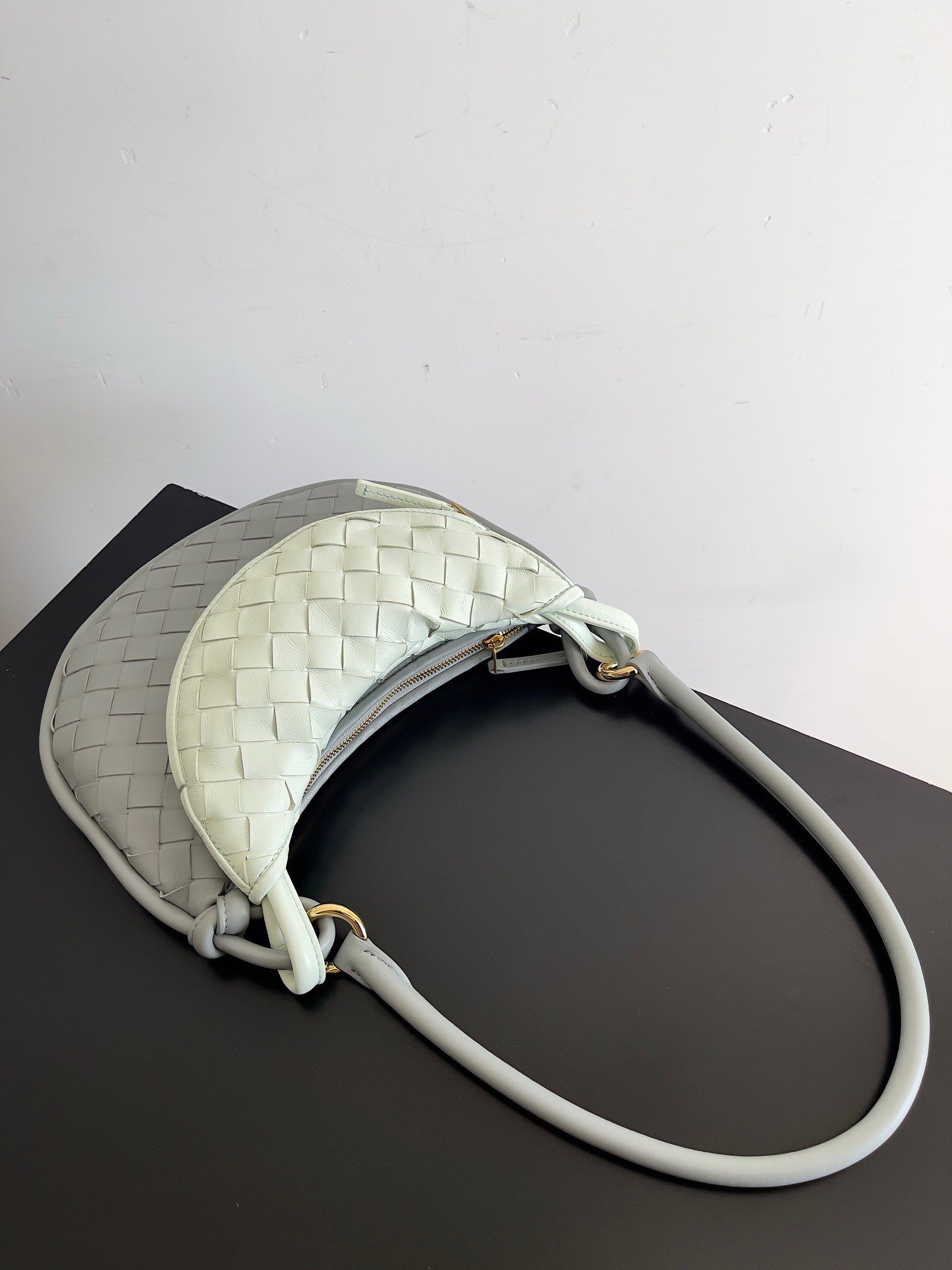 Bottega Veneta Gemelli Small Bag in Grey/Glacier Intrecciato Lambskin