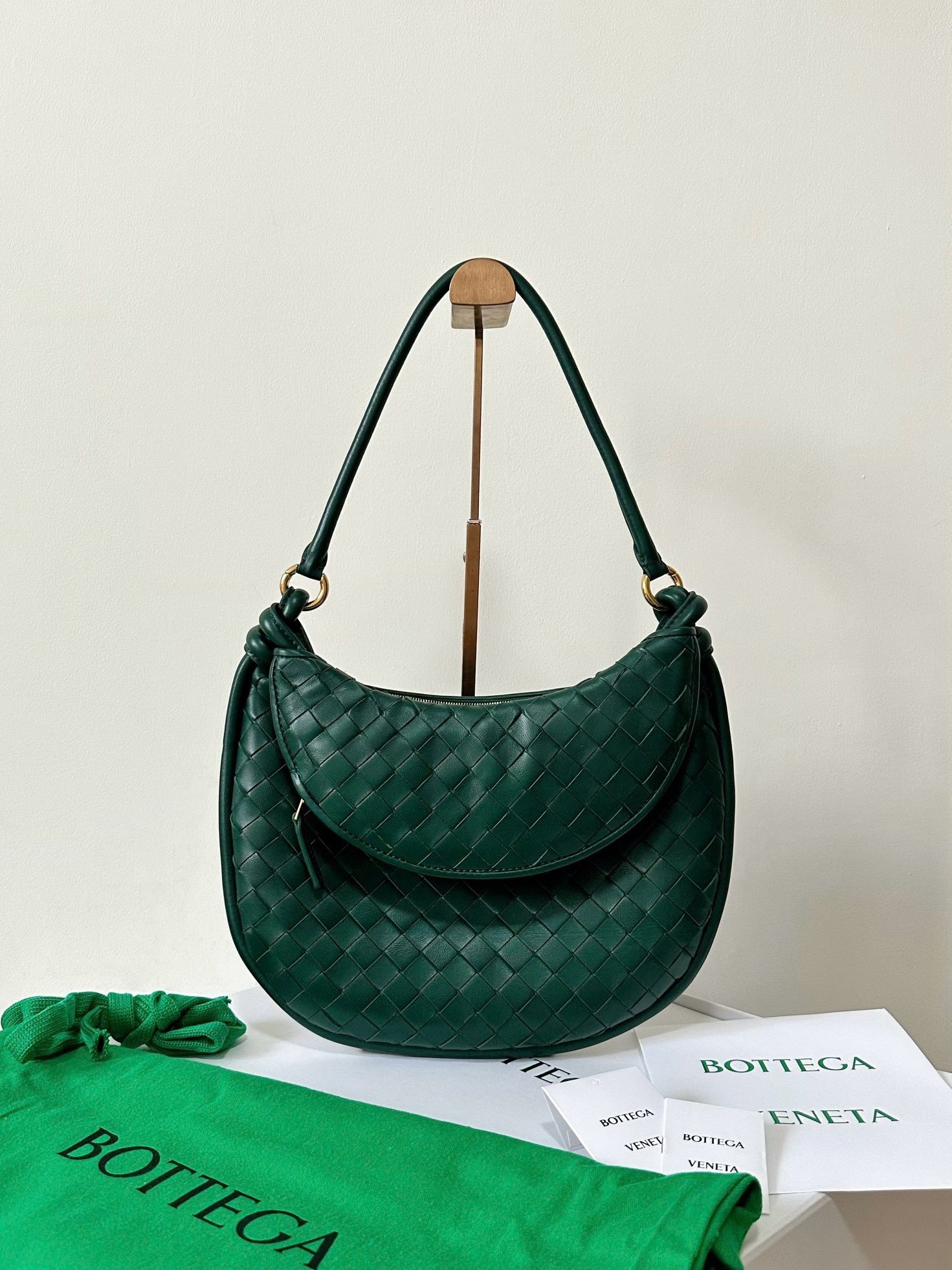 Bottega Veneta Gemelli Medium Bag in Emerald Green Intrecciato Lambskin