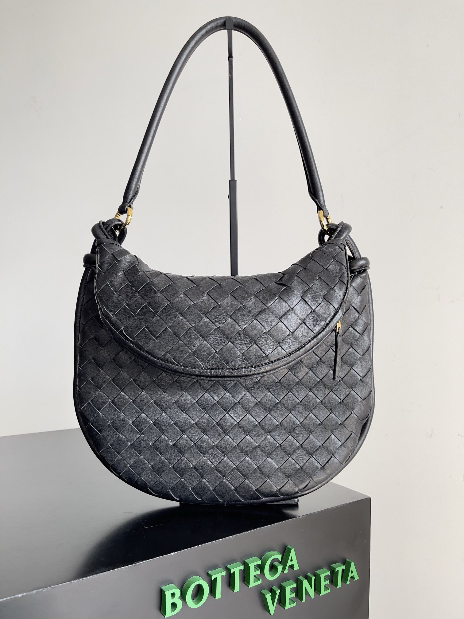 Bottega Veneta Gemelli Medium Bag in Black Intrecciato Lambskin