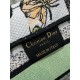 Dior Mini Book Tote with Strap in White Toile de Jouy Mexico Embroidery