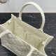 Dior Small Book Tote Bag with Strap in White Macrocannage Calfskin