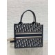 Dior Small Book Tote Bag with Strap in Blue Dior Oblique Canvas