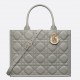 Dior Medium Book Tote Bag with Strap in Grey Macrocannage Calfskin