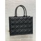 Dior Medium Book Tote Bag with Strap in Black Macrocannage Calfskin