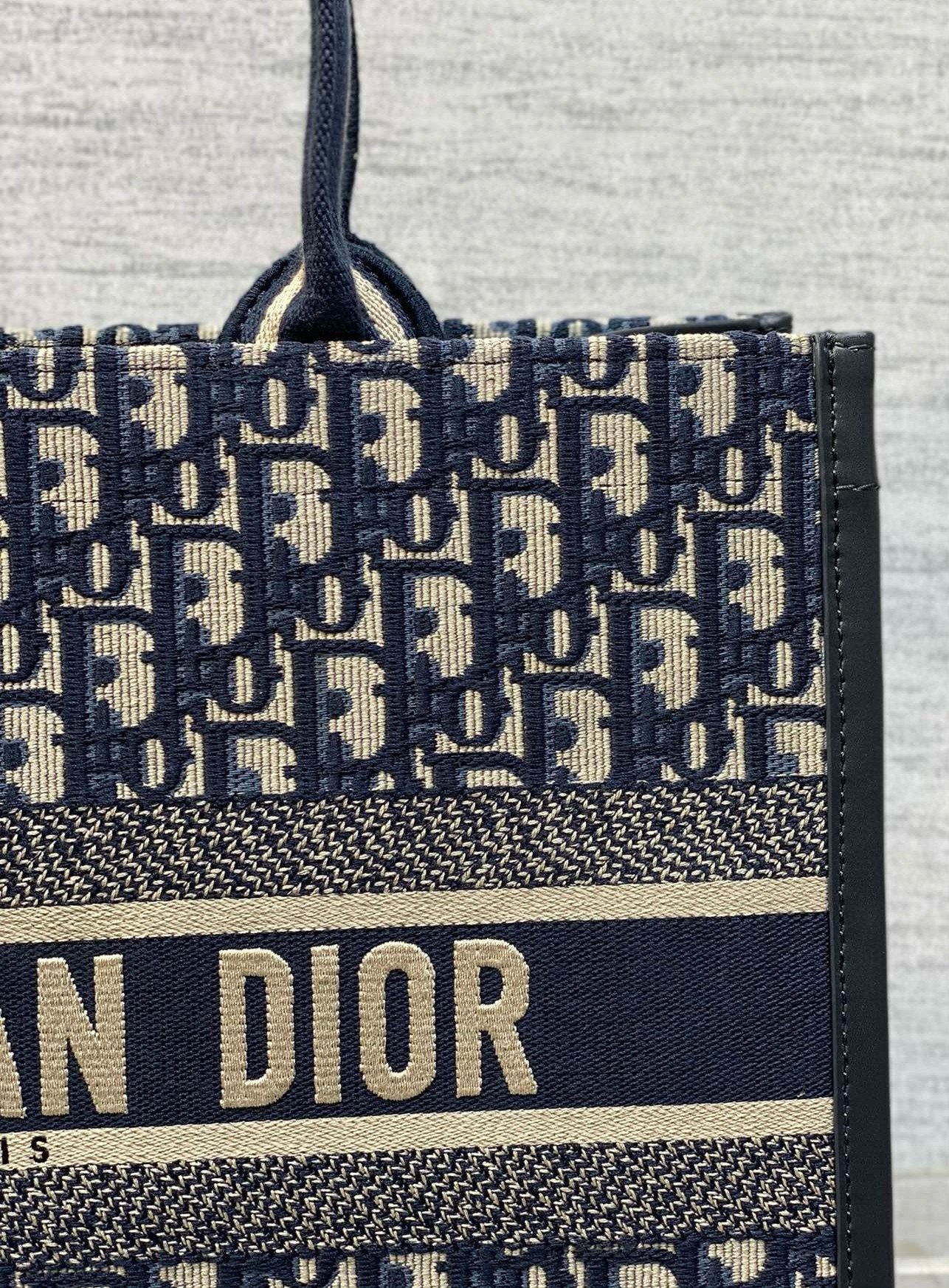 Dior Medium Book Tote Bag with Strap in Blue Dior Oblique Canvas