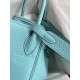 Hermes Lindy 30 Handmade Bag In Blue Atoll Clemence Leather