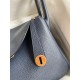 Hermes Lindy 30 Handmade Bag In Blue Nuit Clemence Leather