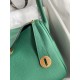 Hermes Lindy 30 Handmade Bag In Malachite Clemence Leather