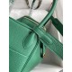 Hermes Lindy 30 Handmade Bag In Malachite Clemence Leather