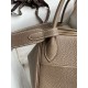 Hermes Lindy 30 Handmade Bag In Taupe Clemence Leather