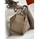 Hermes Lindy 30 Handmade Bag In Taupe Clemence Leather