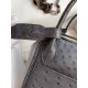 Hermes Lindy 30 Handmade Bag In Black Ostrich Leather