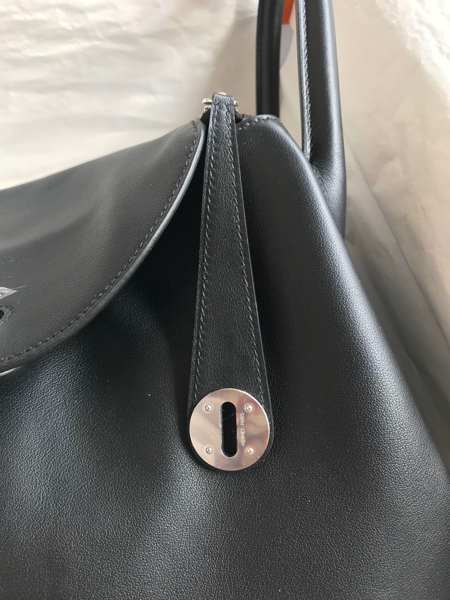 Hermes Touch Lindy 30 Handmade Bag In Black Swift Calfskin