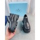 Prada Monolith Lace-up Shoes in Black Brushed Leather