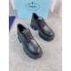 Prada Monolith Lace-up Shoes in Black Brushed Leather