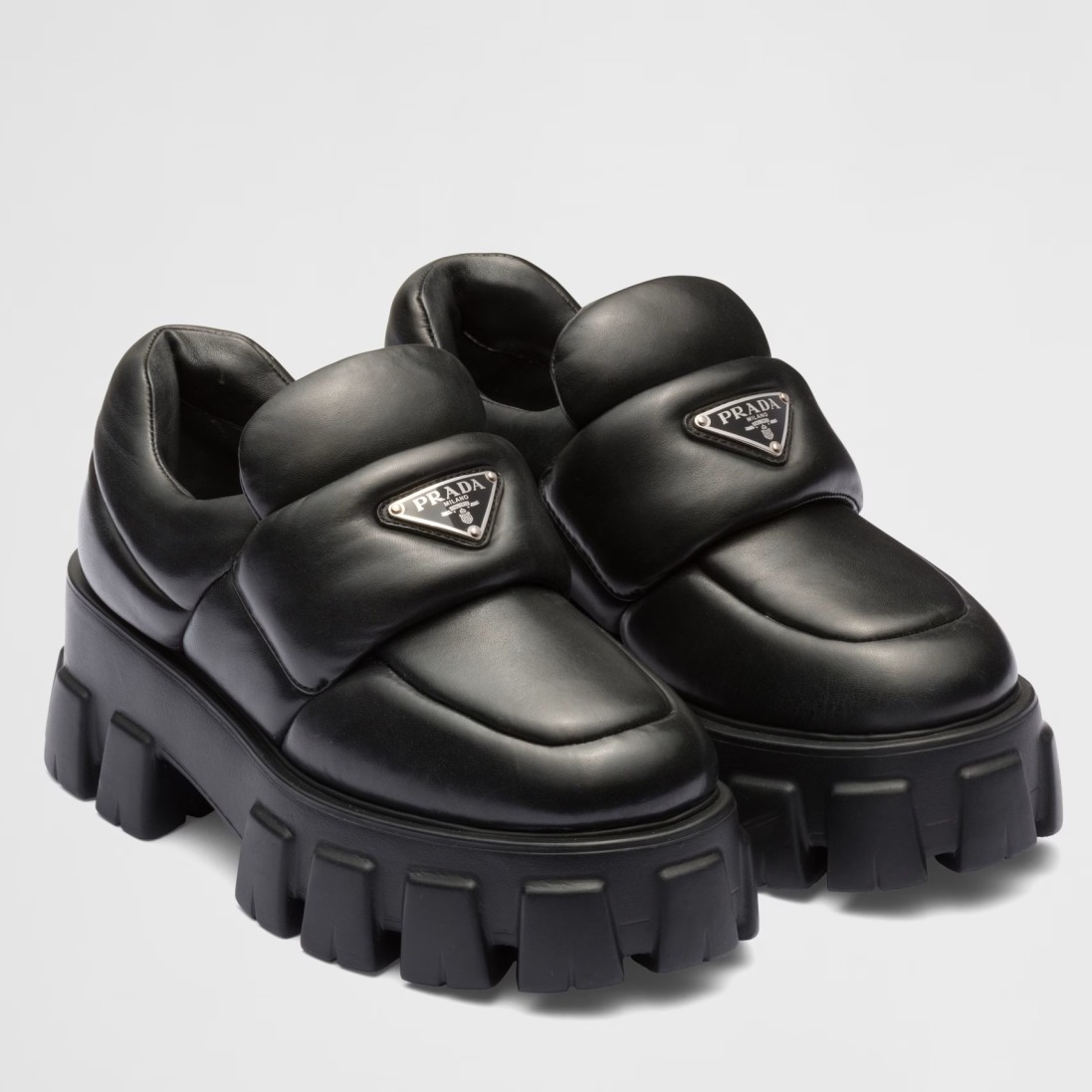 Prada Loafers in Black Soft Padded Nappa Leather