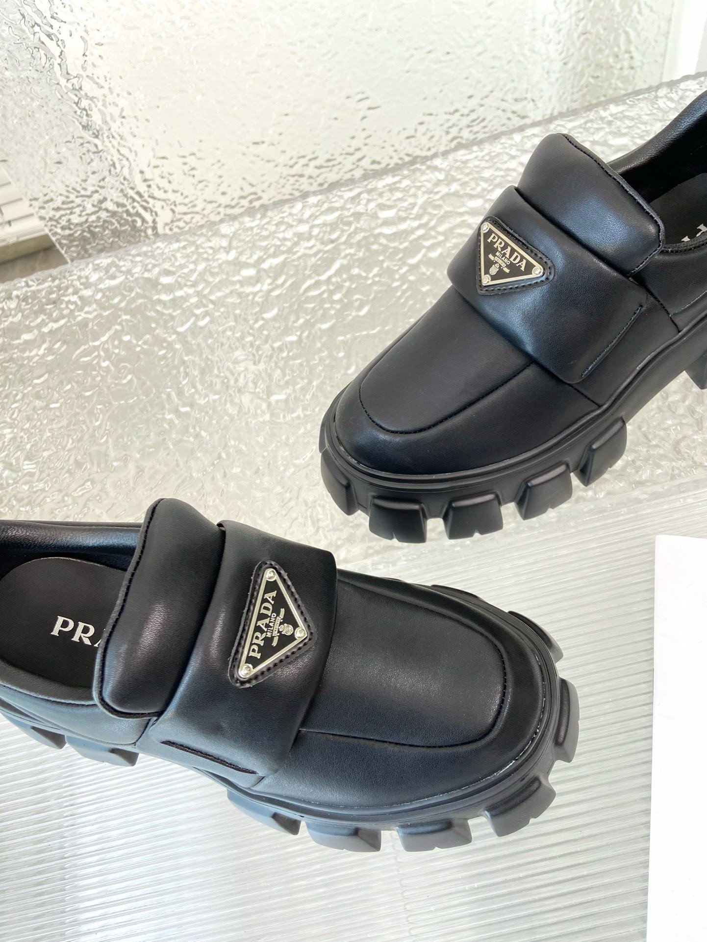 Prada Loafers in Black Soft Padded Nappa Leather