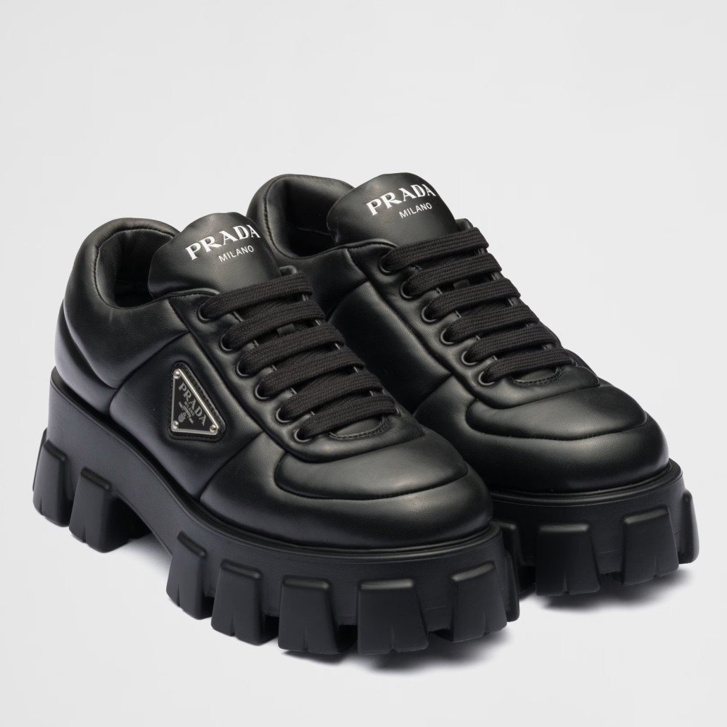 Prada Women's Sneakers in Black Padded Nappa Leather