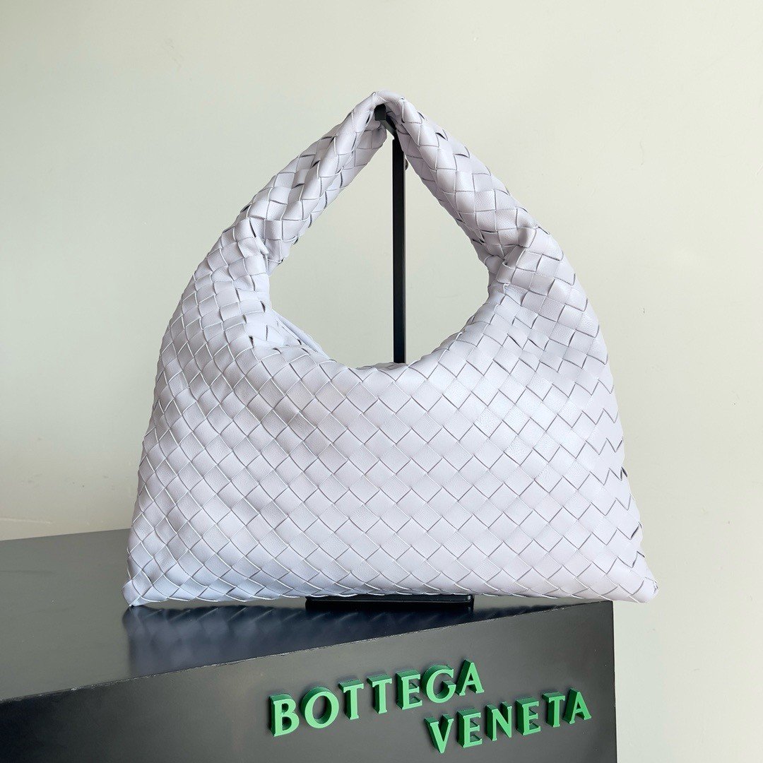 Bottega Veneta Small Hop Bag in Oyster Intrecciato Calfskin