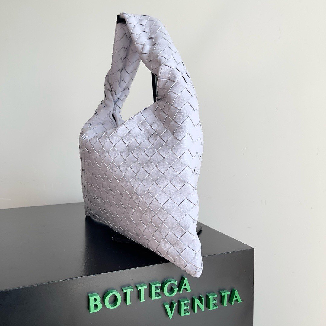 Bottega Veneta Small Hop Bag in Oyster Intrecciato Calfskin