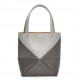 Loewe Mini Puzzle Fold Tote Bag in Grey/Dark Grey Calfskin