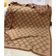 Celine Blanket in Camel and Beige Monogram Wool