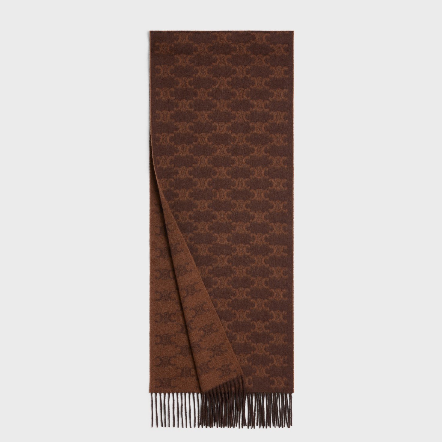 Celine Scarf in Brown and Toffee Monogram Cashmere