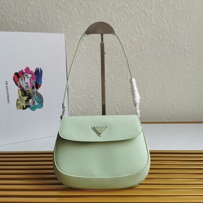 Prada Cleo Flap Bag In Aqua Brushed Leather