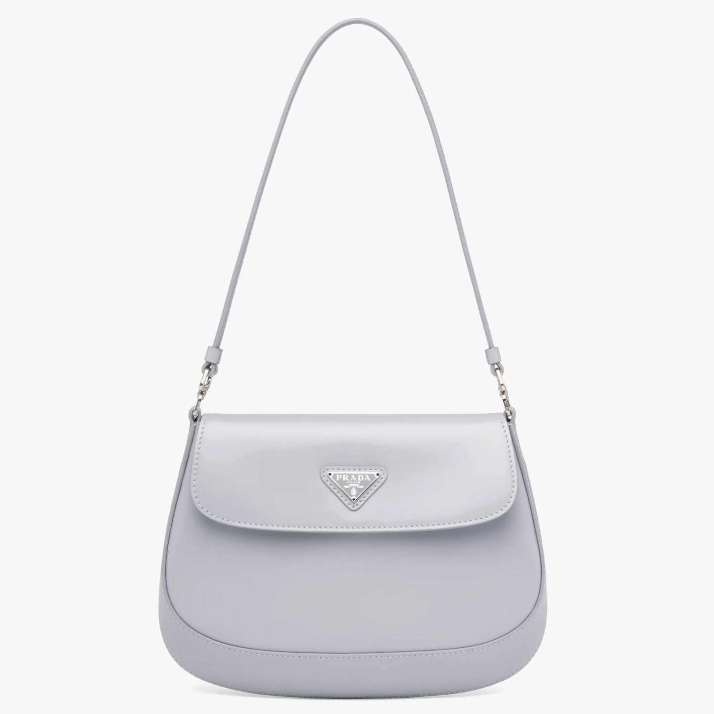 Prada Cleo Flap Bag In Blue Brushed Leather