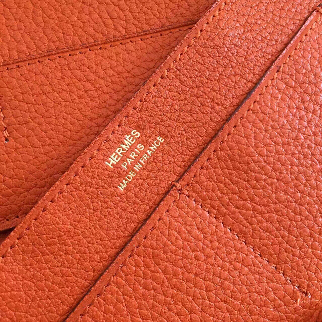 Hermes Dogon Duo Wallet in Orange Clemence Leather