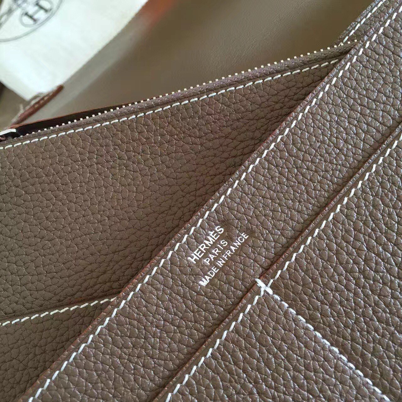 Hermes Dogon Duo Wallet in Taupe Clemence Leather