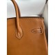 Hermes Birkin 25 Retourne Handmade Bag In Gold Barenia Calfskin