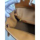 Hermes Birkin 25 Retourne Handmade Bag In Gold Barenia Calfskin