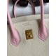 Hermes HSS Birkin 25 Bicolor Bag in Craie and Pink Chevre Mysore Leather