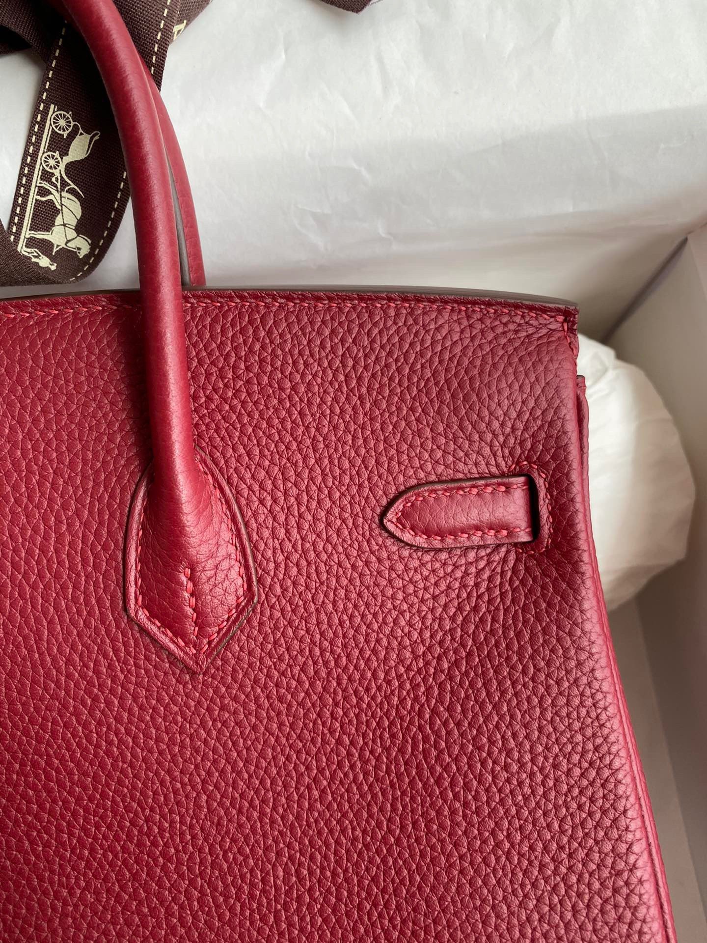 Hermes Birkin 25 Retourne Handmade Bag In Bordeaux Clemence Leather