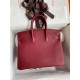 Hermes Birkin 25 Retourne Handmade Bag In Bordeaux Clemence Leather