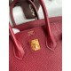 Hermes Birkin 25 Retourne Handmade Bag In Bordeaux Clemence Leather