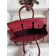 Hermes Birkin 25 Retourne Handmade Bag In Bordeaux Clemence Leather