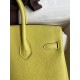 Hermes Birkin 25 Retourne Handmade Bag In Jaune Poussin Clemence Leather