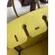 Hermes Birkin 25 Retourne Handmade Bag In Jaune Poussin Clemence Leather