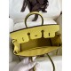 Hermes Birkin 25 Retourne Handmade Bag In Jaune Poussin Clemence Leather